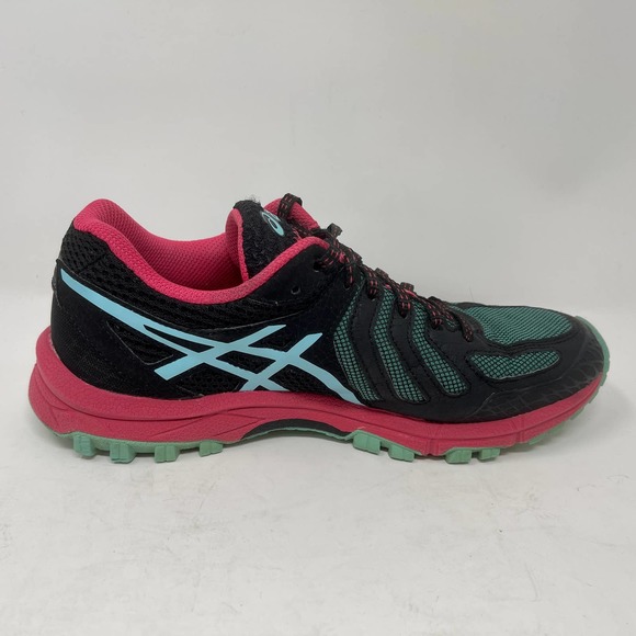 ASICS Gel Fuji Attack 5 Women's 7 1/2 Black Pink Green Sneakers 572:J.3.1 - Picture 5 of 13